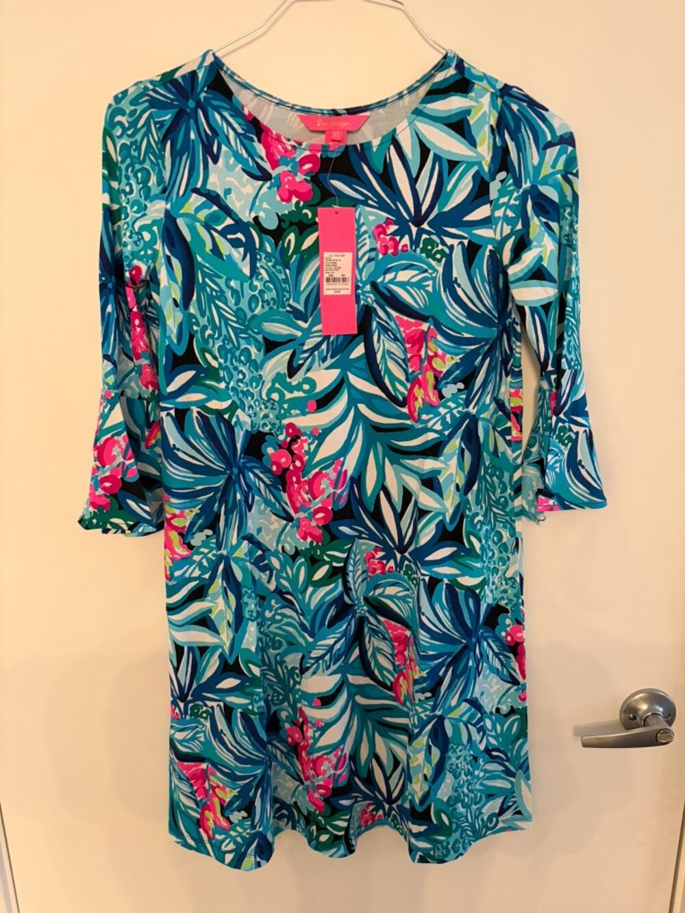 NWT Lilly Pulitzer Ophelia Dress Maldives Green Hype It Up Bell Sleeve XS